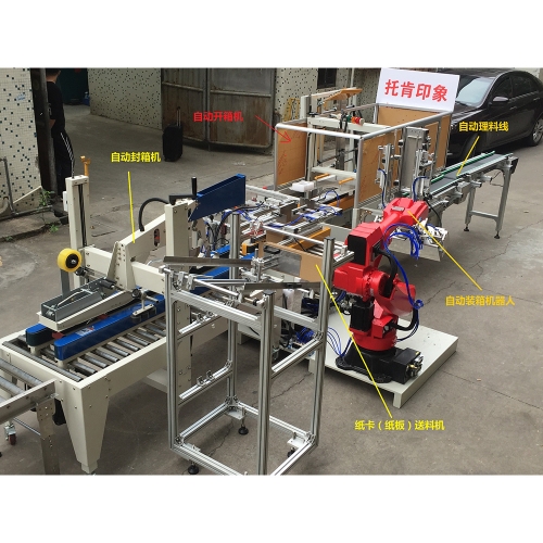 榆林自動開箱+機(jī)器人裝箱+自動封箱